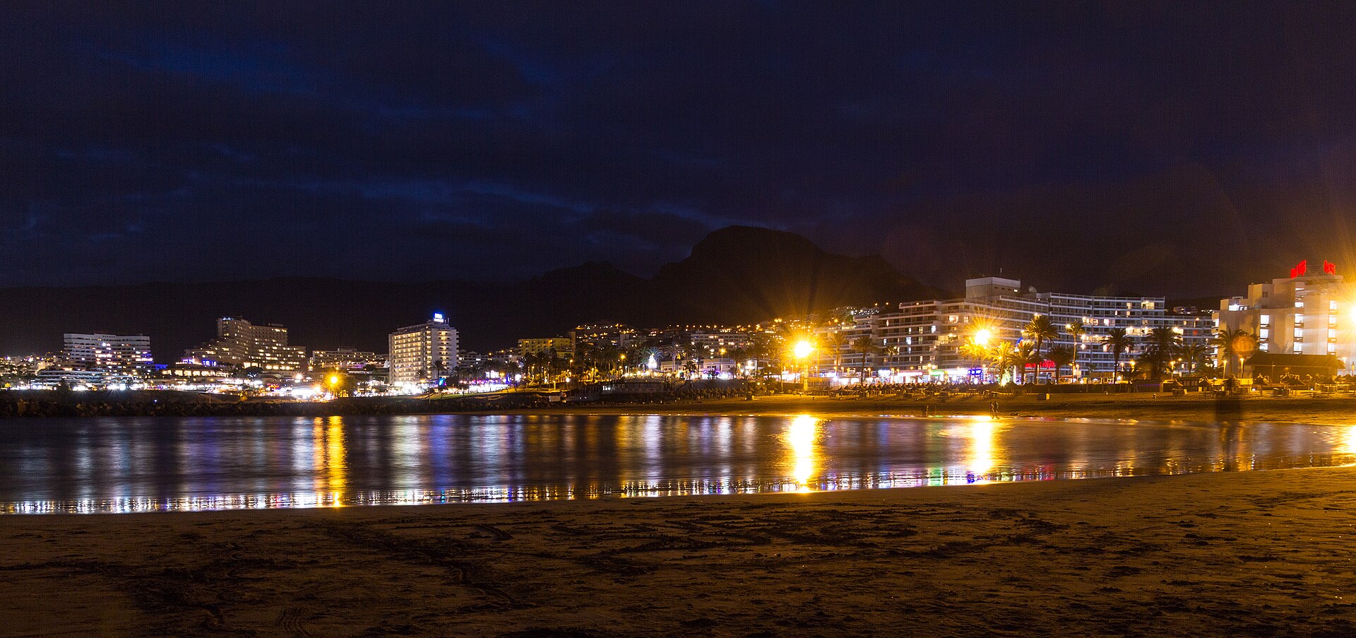 Costa Adeje beach at night